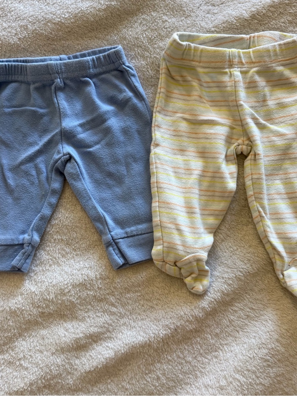 Carter's Blue Knit Pants & Yellow Stripe Footed Joggers